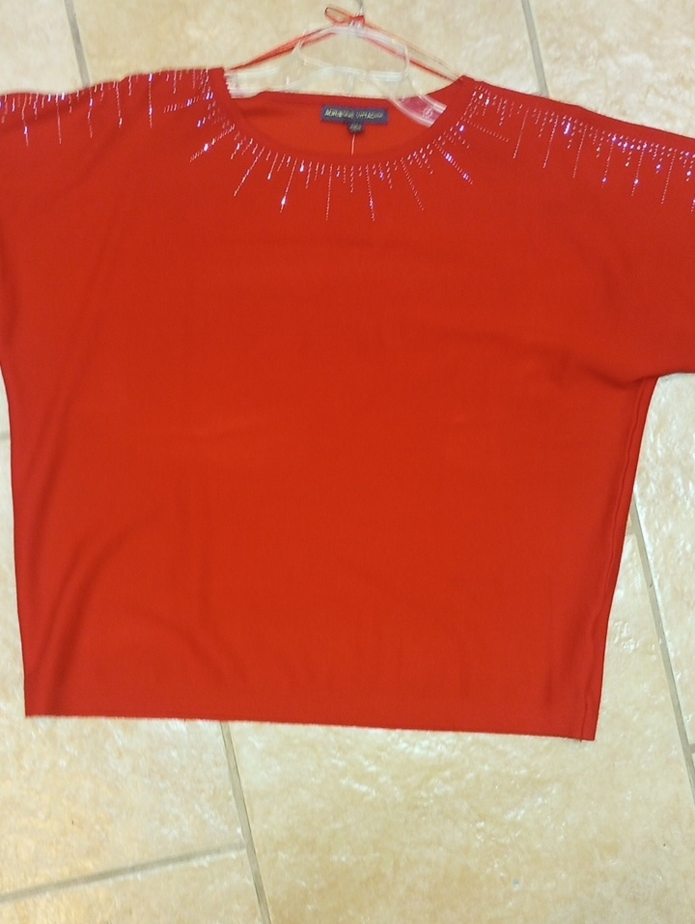 Adrienne Vittadini Red Embellished Women's Sweater - Picture 8 of 10